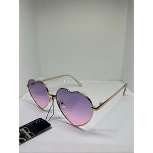Y2K Gold Heart Sunglasses Pink Purple Gradient Lens UV Protection